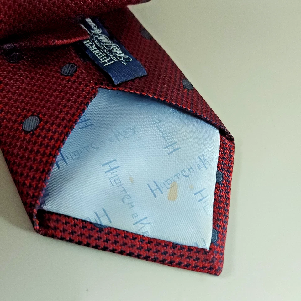 Hilditch & Key шелк 56» винтажный галстук дизайнерский красный/синий горошек - Изображение 3 из 4