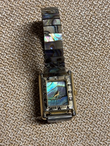 LA Express Women Analog Quartz Watch Abalone Stretch #7.5