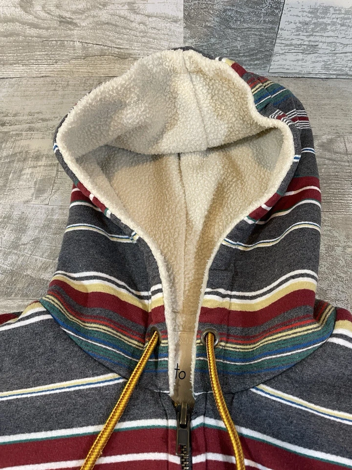 Urban Outfitters Koto Para Hombre Pequeña Cremallera Completa Rayas Aislada Sudadera con Capucha Foto 2 de 4