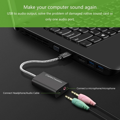 USB External Sound Card 3.5mm Adapter USB to Microphone Speaker Adapter - Afbeelding 6 van 8