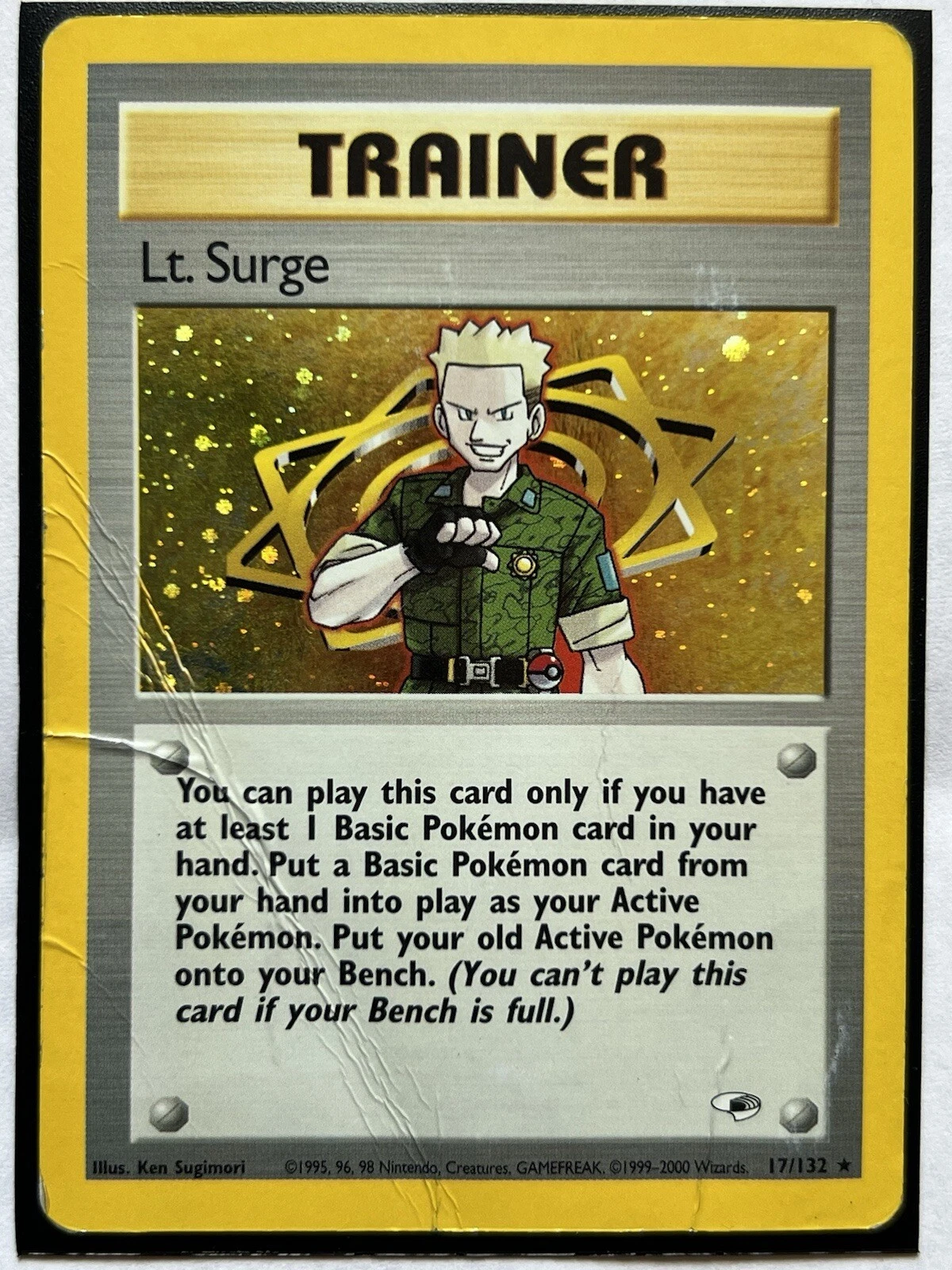 Lt. Surge Trainer Gym Heroes 17/132 Unlimited Holo Rare Pokemon Card TCG