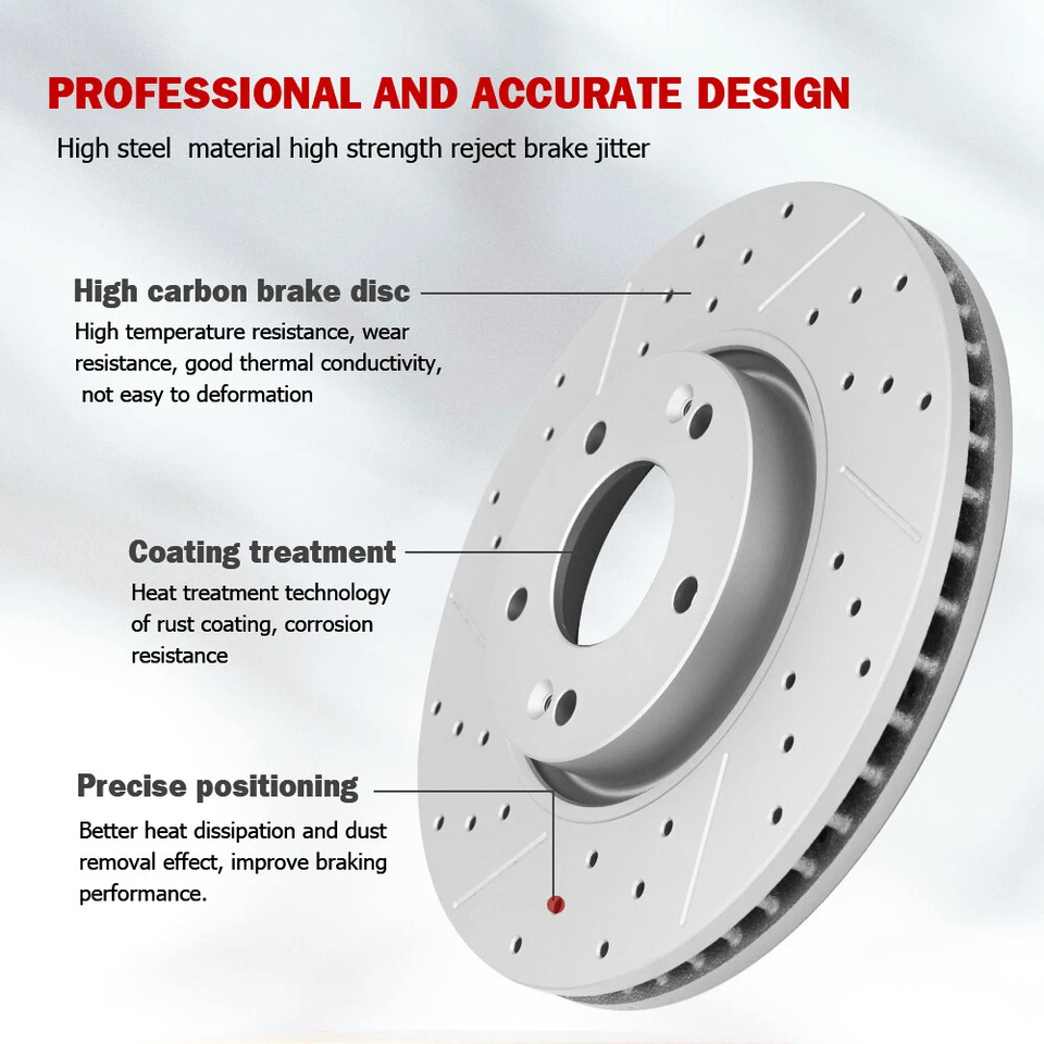 For 2018 - 2023 Honda Odyssey Front Rear Drilled Disc Rotors Ceramic Pads Kit - Image 2 of 4