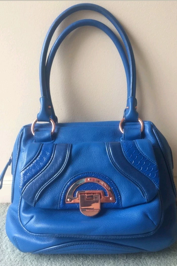 MIMCO Blue LEATHER Atlantis shoulder worker Day Bag BNWOT MIMCO