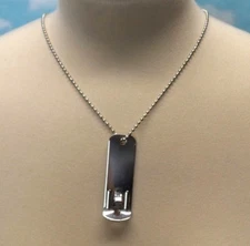 Bottle Opener Necklace Dog Tag Style Plain Chrome Ball Chain 25 Inch Chain New
