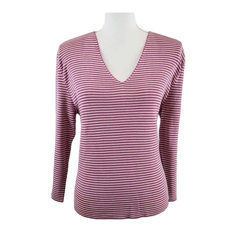 Rayas de mujer Ellen Tracy Tops Blusa de seda para Mujer