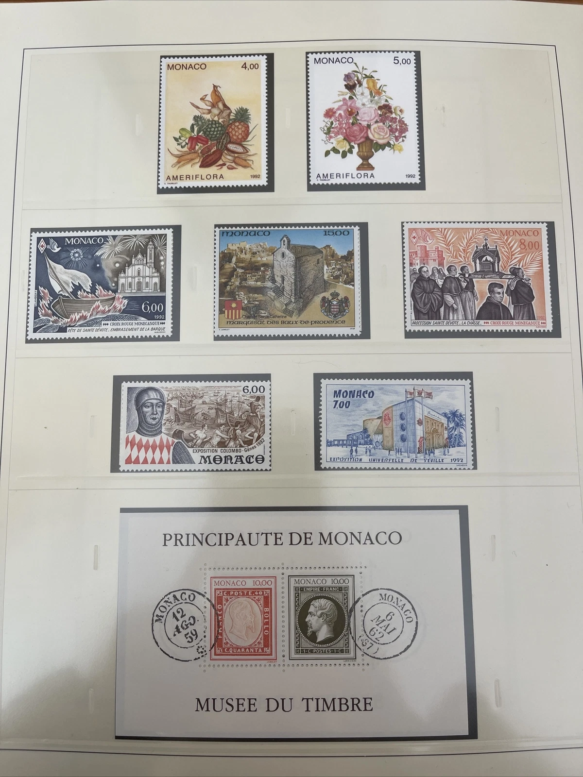 Timbres Monaco Neuf Lindner No.186 1992 Page 168