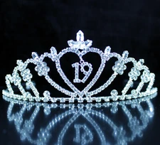 Nineteen Years Old 19 19th Birthday Party Rhinestone Tiara Crown Hair Combs T19