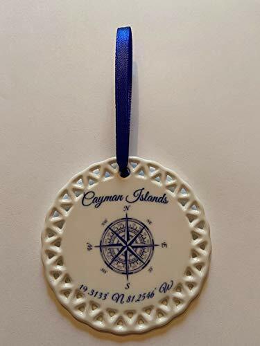 Cayman Islands Latitude and Longitude~Porcelain Christmas Ornament~Lightweight - Picture 1 of 1