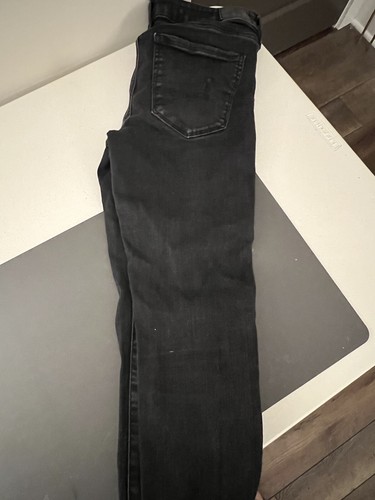 Size-8 American Eagle Women Real Old Jeans Short Distressed Jeans Black - Picture 4 of 17