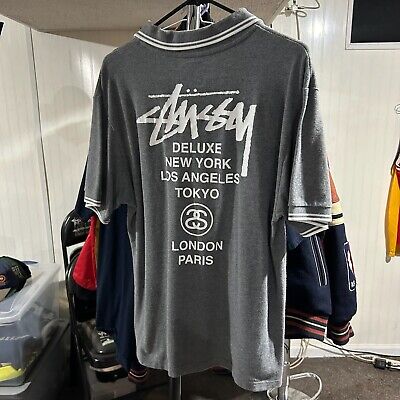 Fred Perry Stussy Polo Shirt Short Sleeve Logo Back Print 42 Fred Perry Stussy Polo Shirt Short Sleeve Logo Back Print 42
