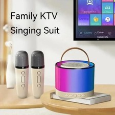 Karaoke Music Player Multifunction Bluetooth Speaker With 2 Microphone Home Gift