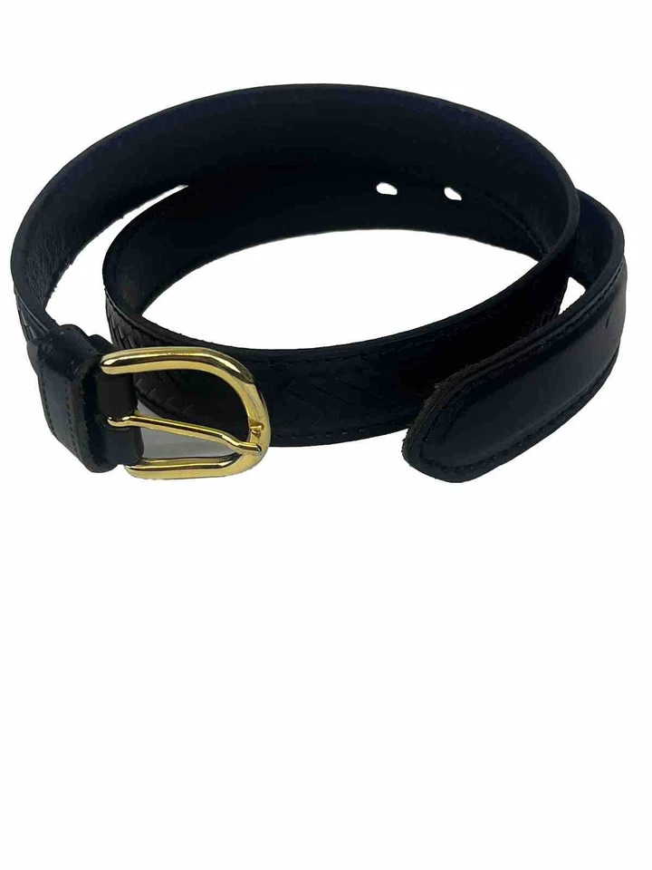 CINTURÓN DE CUERO ITALIANO Negro Hombre Tejido Repujado Talla 40 VERO CUOIO Hecho en Italia Foto 4 de 4