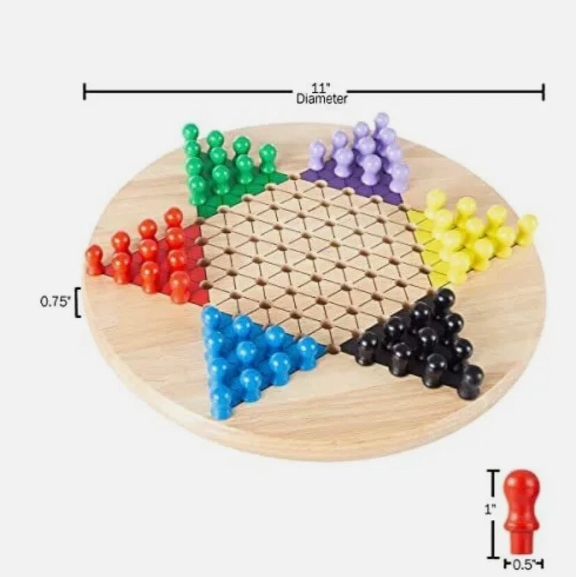 Chinese Checkers Game Set with 11 inch Wooden Board and Traditional Pegs, Gam... - Image 2 of 4