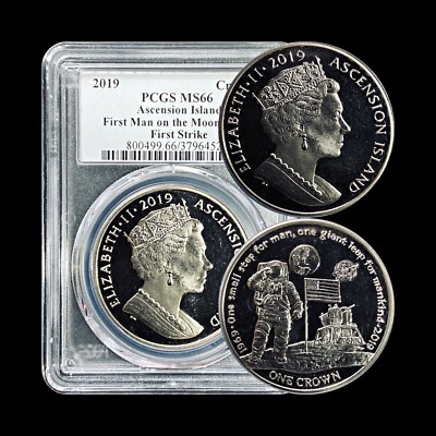 ASCENSION ISLAND. 2019, Crown - PCGS MS66 - Top Pop 🥇First Man on