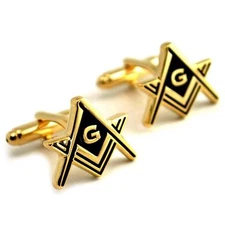 MASONS EMBLEM CUFFLINKS Freemason Masonic NEW with GIFT BAG Pair Gold Plate