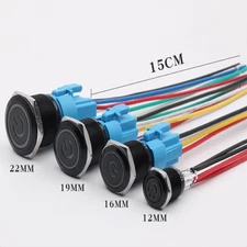 LED Push Button Switch Momentary Latching On/Off Waterproof Metal 12/16/19/22mm