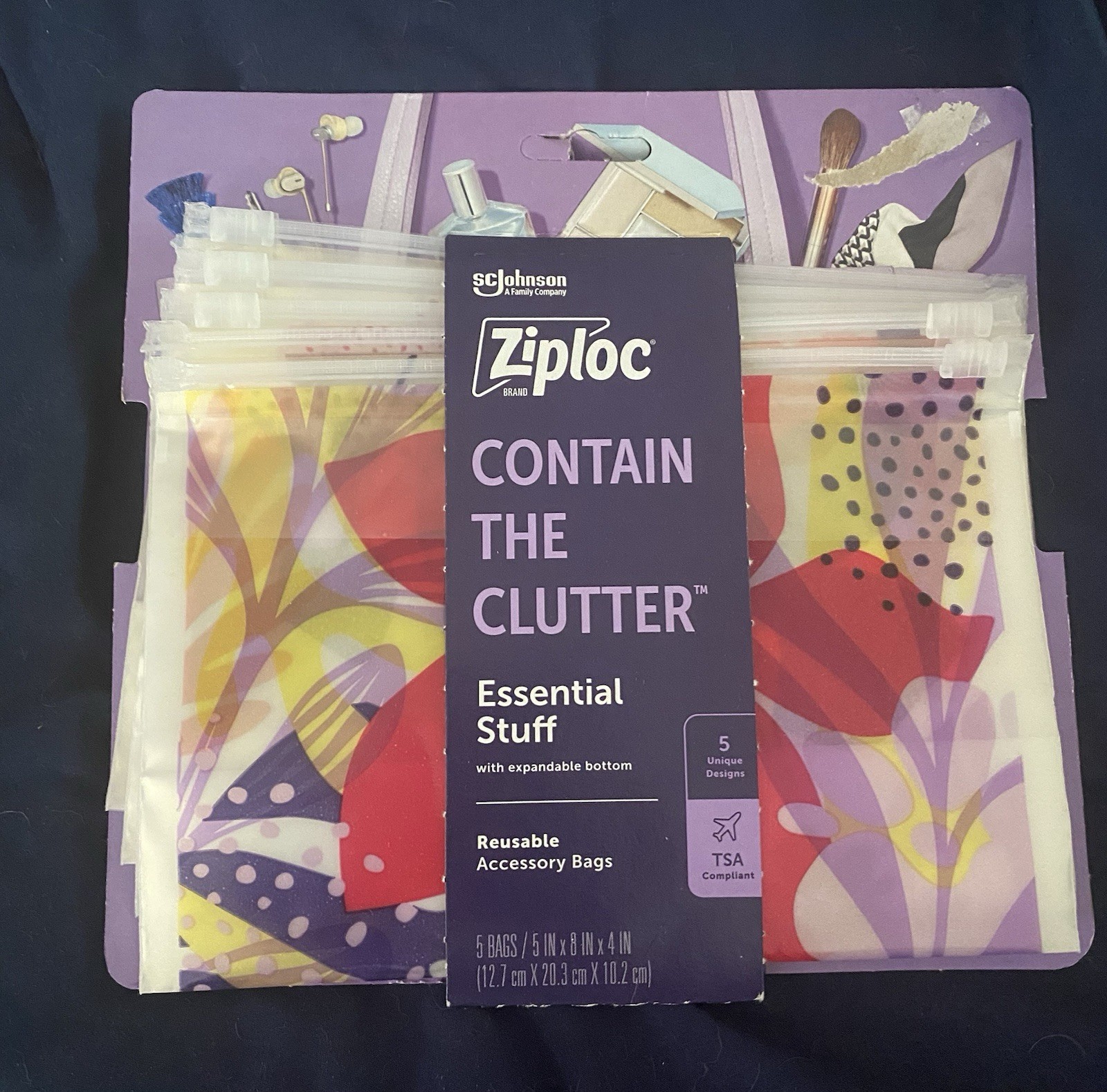 Ziploc Contain The Clutter Reusable Accessory Bags - 5 pack
