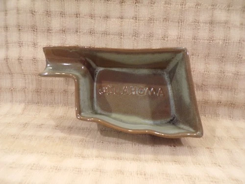 MCM Vintage Frankoma Pottery OKLAHOMA Individual Size Ashtray Trinket Dish #461