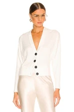 ENZA COSTA Sweater Knit Cardigan Winter White S $198 E1