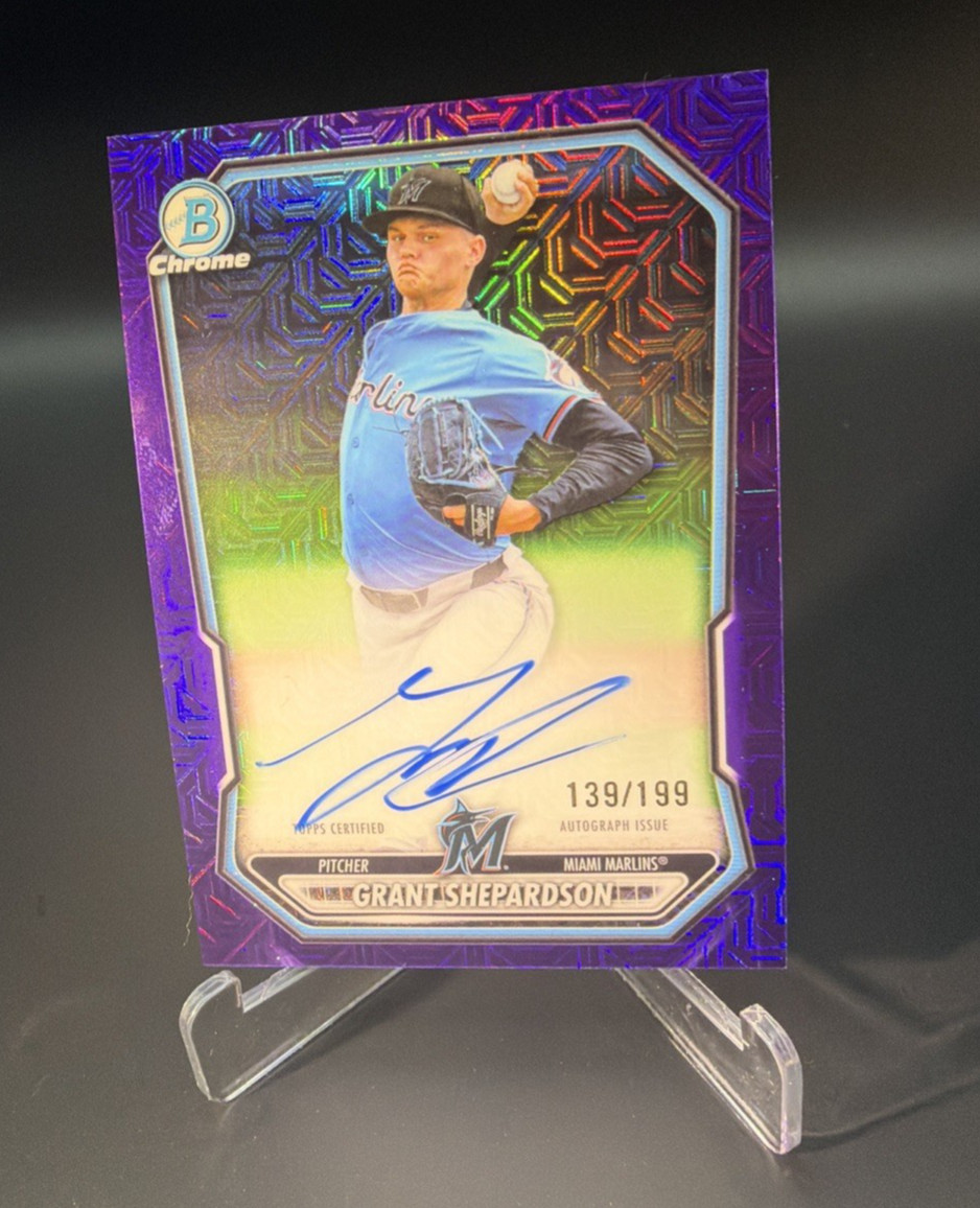 Grant Shepardson 2026 Bowman Chrome #BMA-GS Purple Mojo Auto /199 Marlins