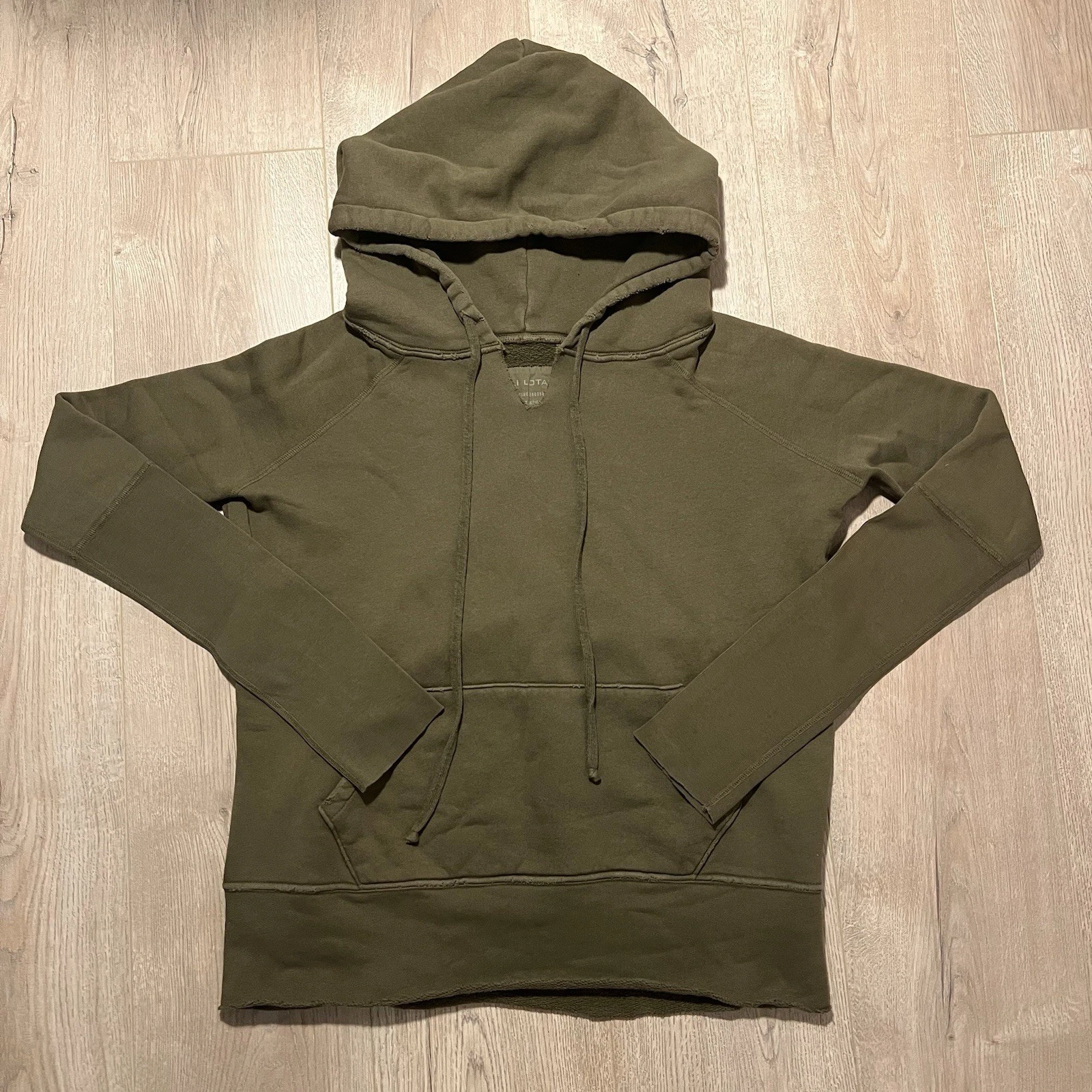 Nili Lotan Olive Pullover Hoodie Women’s XS Made in USA 100% Cotton