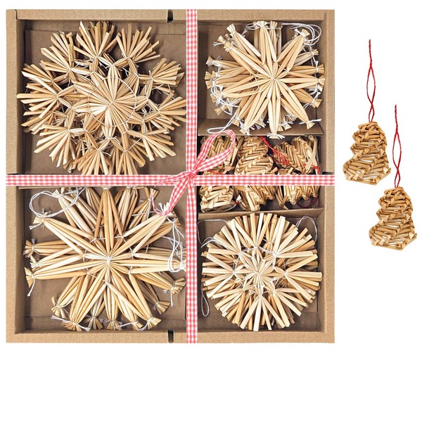 26X Strohsterne Im Mix-Set - Christbaum-Schmuck - Stroh-AnhäNger-image