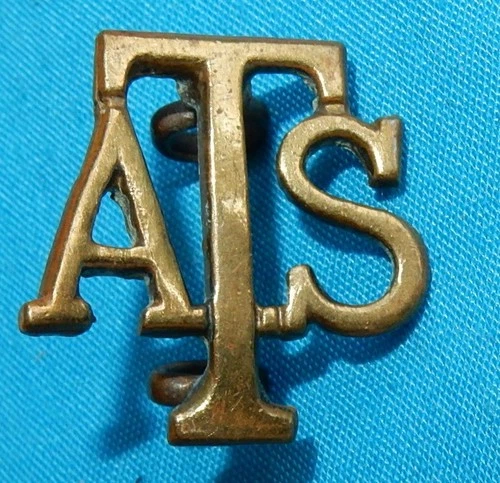 WW2 ERA ATS AUXILIARY TERRITORIAL SERVICE COLLAR BADGE - ROUND LUGS WORLD WAR II