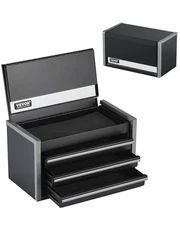 VEVOR Tool Box 8.6-inch Portable Metal Tool Box 3 Drawers Tool Organizer Black