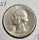1941-S WASHINGTON QUARTER, UNCIRCULATED MINT STATE COIN!!