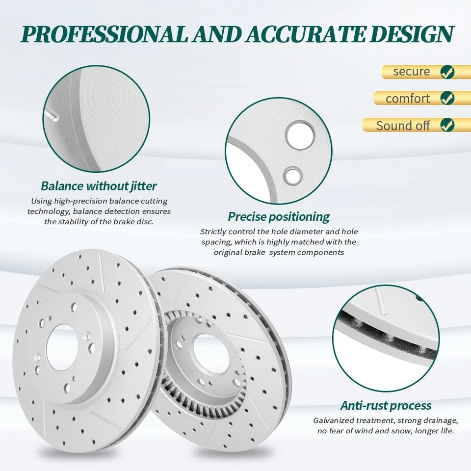 Front Disc Rotors Brake Pads For Mercedes-Benz Cls500 Cls550 E550 2007 2008 2009 - Image 2 of 4