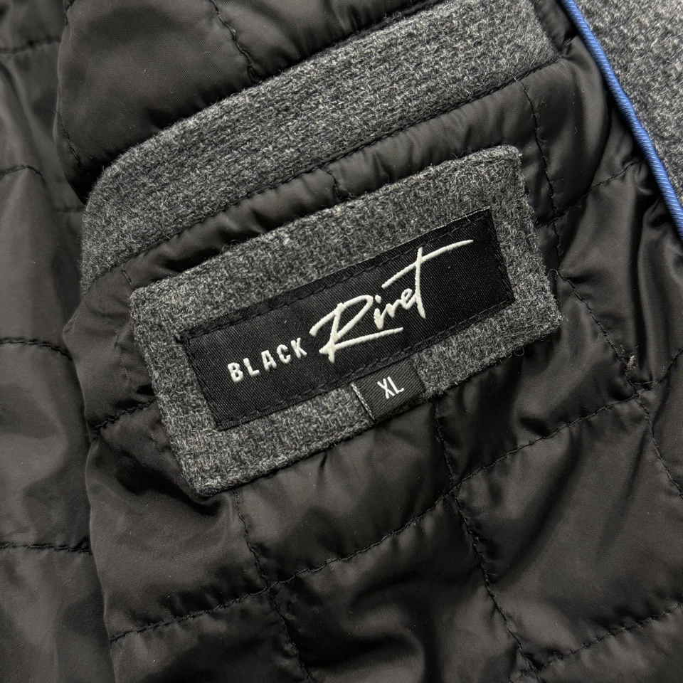 Jaqueta rebite preta masculina XL cinza mistura de lã com capuz Parka acolchoada casaco quente - Imagem 3 de 4