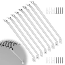 8 PCS 12 Wire Shelf Brackets, White Metal Closet Support, Screws, Anchors, Kit