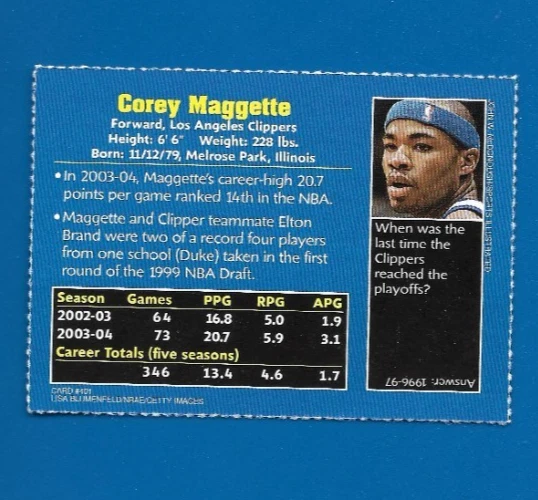 2004 Sports Illustrated COREY MAGGETTE SI Kids Card, Los Angeles Clippers #501 - Image 2 of 2