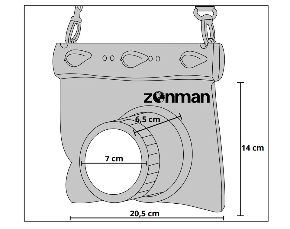 Caixa universal à prova d'água Zonman para micro câmeras 4/3 sem espelho - transparente - Imagem 2 de 2