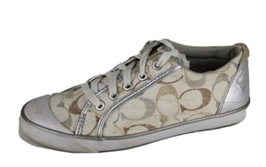 silver colored sneakers