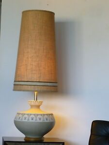 Vintage Mid Century Chalk Table Lamp, Vintage Mid Century Lamp Shades