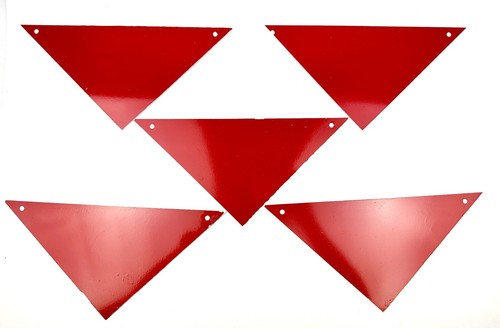 (1) Military Red Painted Metal Triangle MINES Warning Sign Marker 11" x 5.5" VGC - Picture 10 of 10