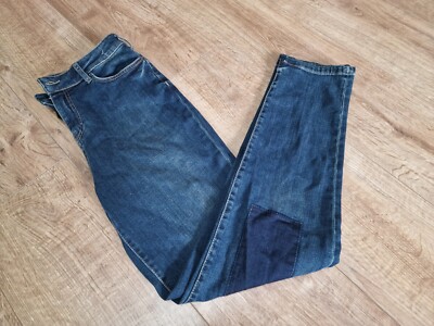 VanessaBruno Ladies Waist 27 Deep Blue Jean Knee Patches Patch New 