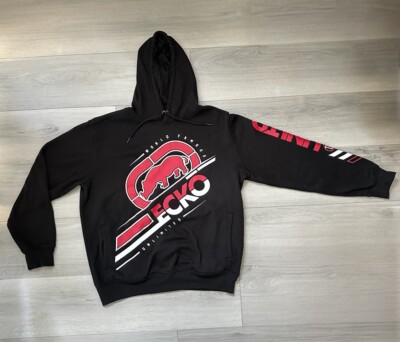 Y2K Ecko Untld. Unique Rhino Pattern on Logo Hoodie Graphics On Sleeve Large