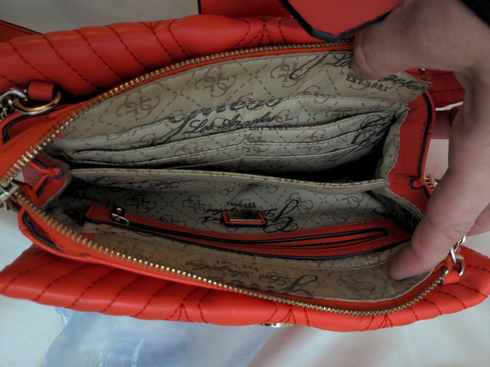 GUESS Mini Crossbody Bag Purse Blush Pink/Coral Gold … Gem