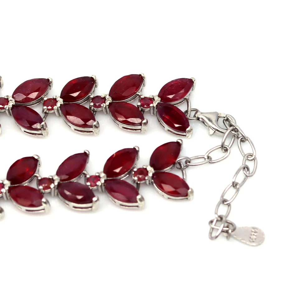 Gemstone Heated Red Ruby Pendant & Necklace 20" 925 Sterling Silver - Image 3 of 4