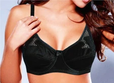 VERY SEXY!!! MELIYUU BLACK SHEER NYLON EMBROIDERED CUPS BRA 34B NWT