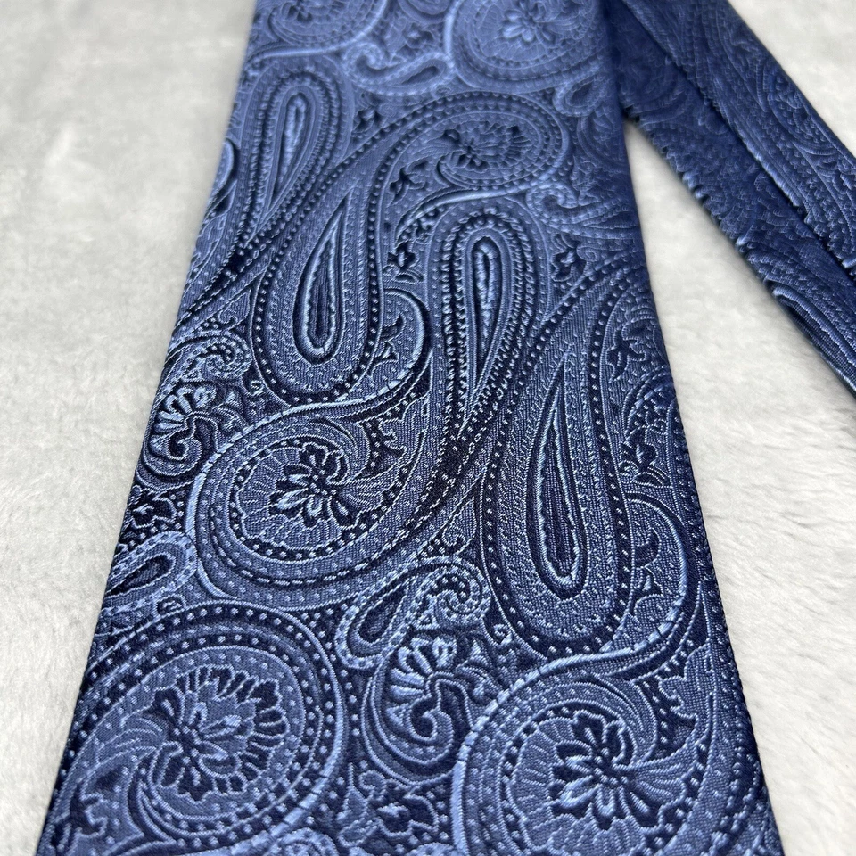 HATHAWAY Men's Blue Paisley 100% Silk Tie 60" x 3.5" - Image 3 of 4