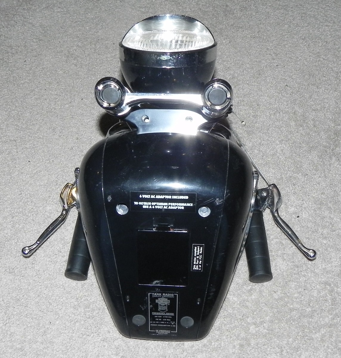 1990s HARLEY DAVIDSON TANK-HANDLEBARS Bedside AM/FM RADIO w