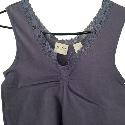 Axcess Women's Purple V-Neck Lace Trim Sleeveless Blouse Top Camisole Size M/L - 第 3/7 張圖片