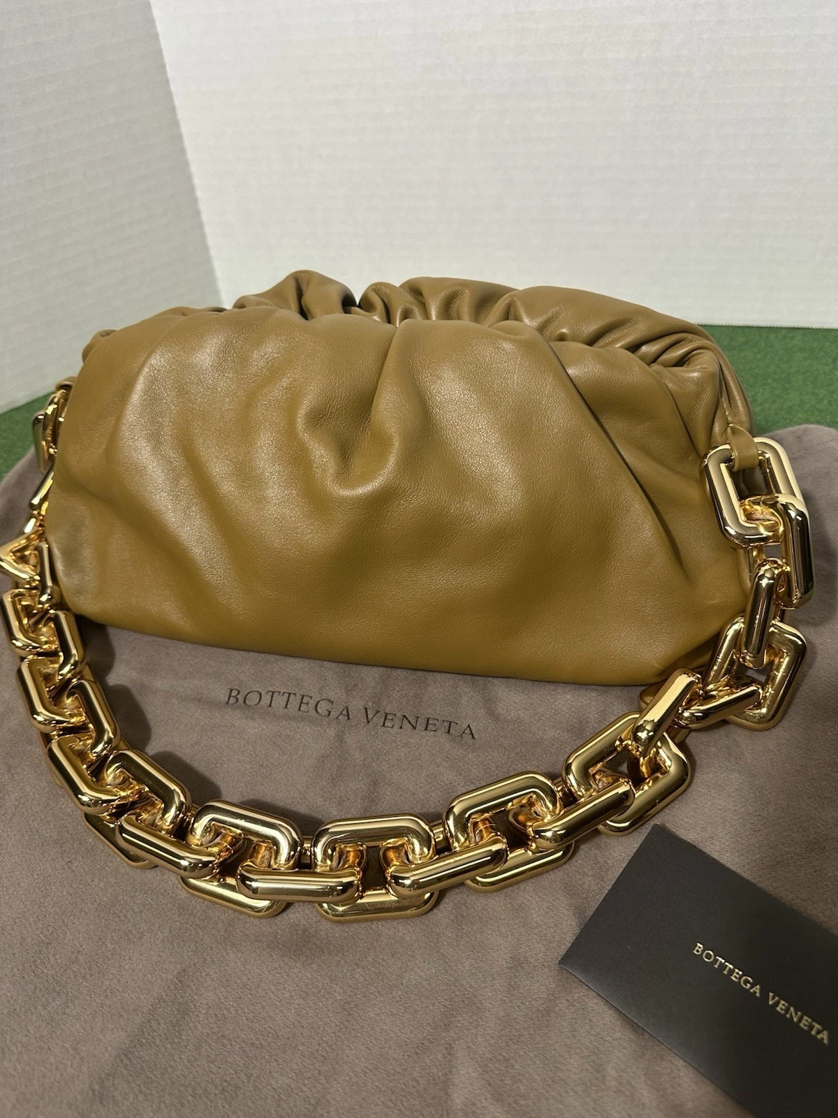 Borsa a tracolla Bottega Veneta The Chain Pouch pelle di vitello marrone Entrupy COA