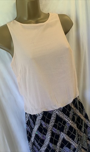 Lipsy Sheer Peach & Black Heavily Sequined Size 8 Short Party Summer Y2K Dress - Picture 4 of 11