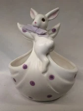Takahashi San Francisco Porcelain Bunny Rabbit Basket Vintage Trinket Dish