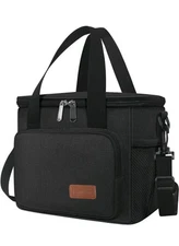 Femuar Adult Reusable Lunch Cooler Bag w/adjustable Straps, Black