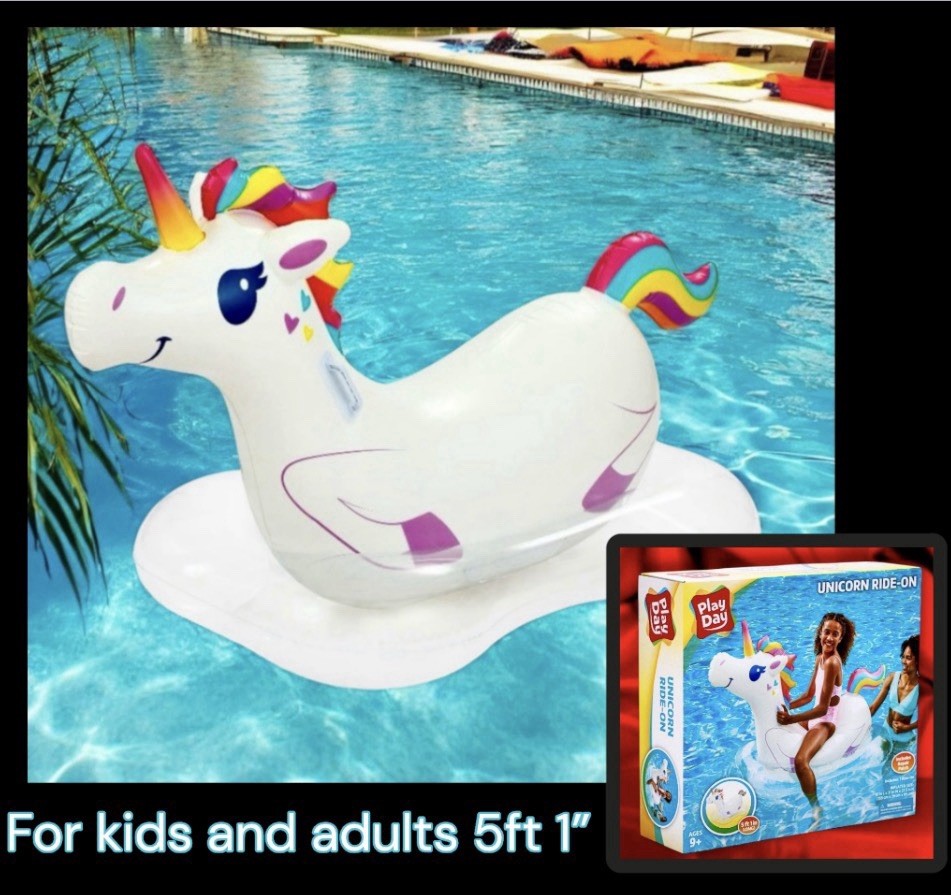 "Flotador unicornio con asas: GRANDE 5 pies 1"" para niños y adultos"